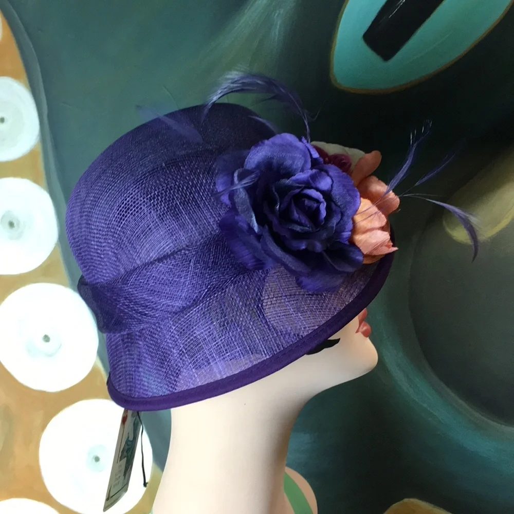 NWT Sinamay Straw Roaring 20's Style Cloche Hat - Picture 6 of 8